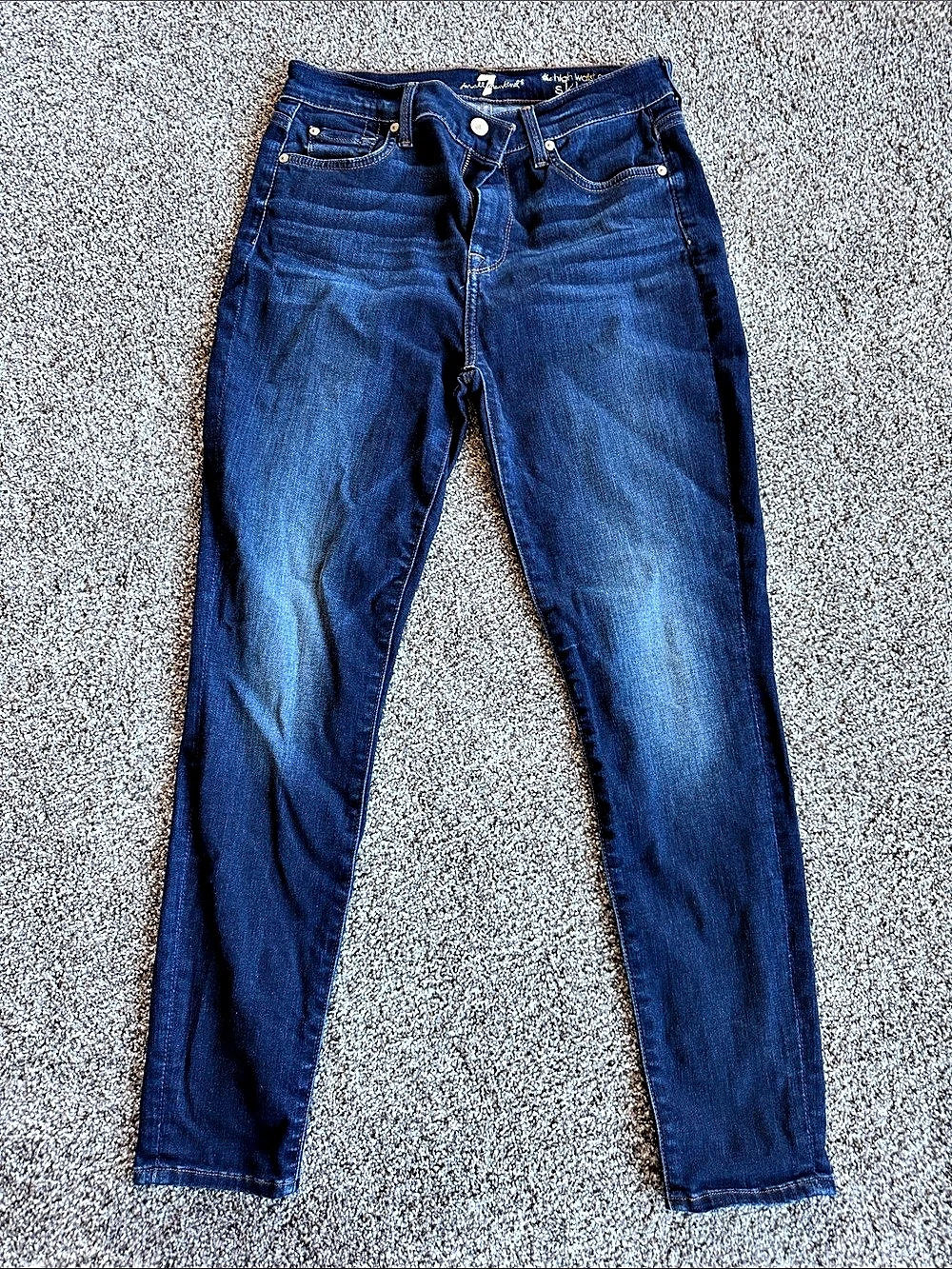 7 For All Mankind The High Waisted Skinny High Waisted Skinny Jeans Blue Waist 3